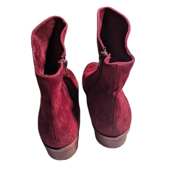 Sesto Meucci Burgundy Red Suede Flat Sole Minimalist Ankle Boots Sz 9.5 - Picture 3 of 7